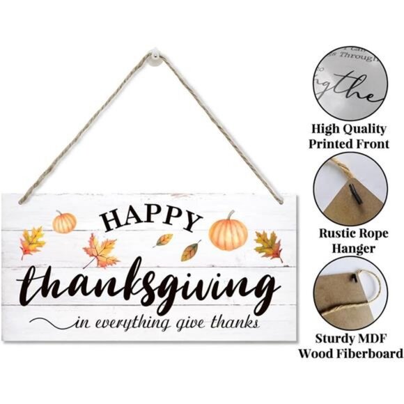 Fall Decoration Thanksgiving Decor Hanging Wood Sign Home Decorative Pumpkin - Picture 5 of 6